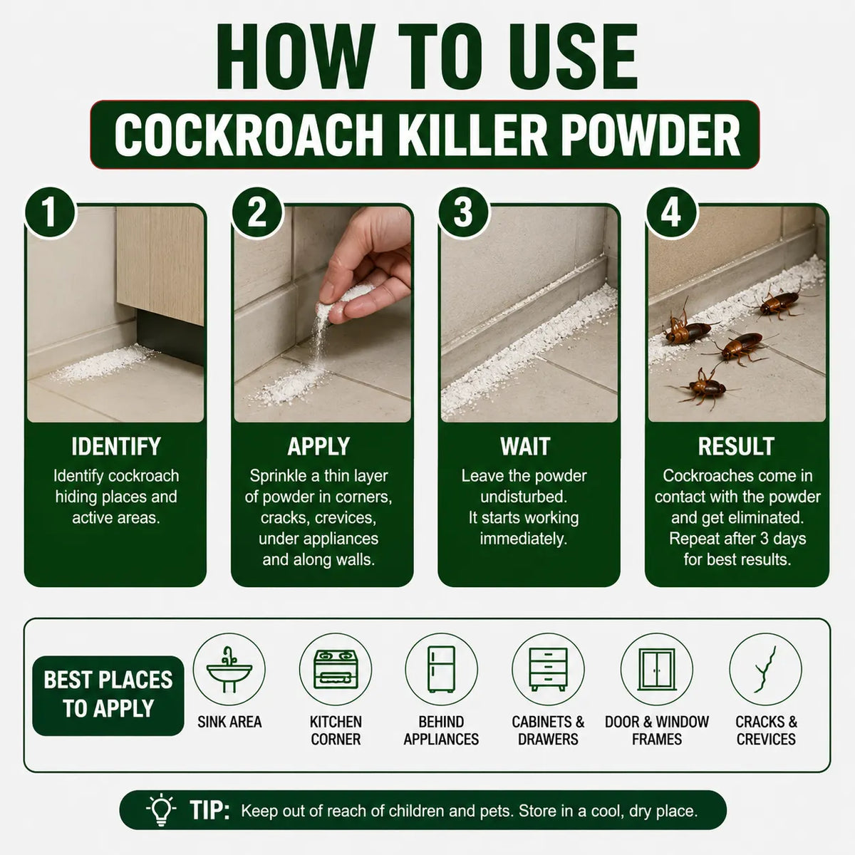 (Pack of 2) Cockroach Killer Powder Super Cockroach Powder – High-Efficiency Cockroach Killer for Home Pest Control