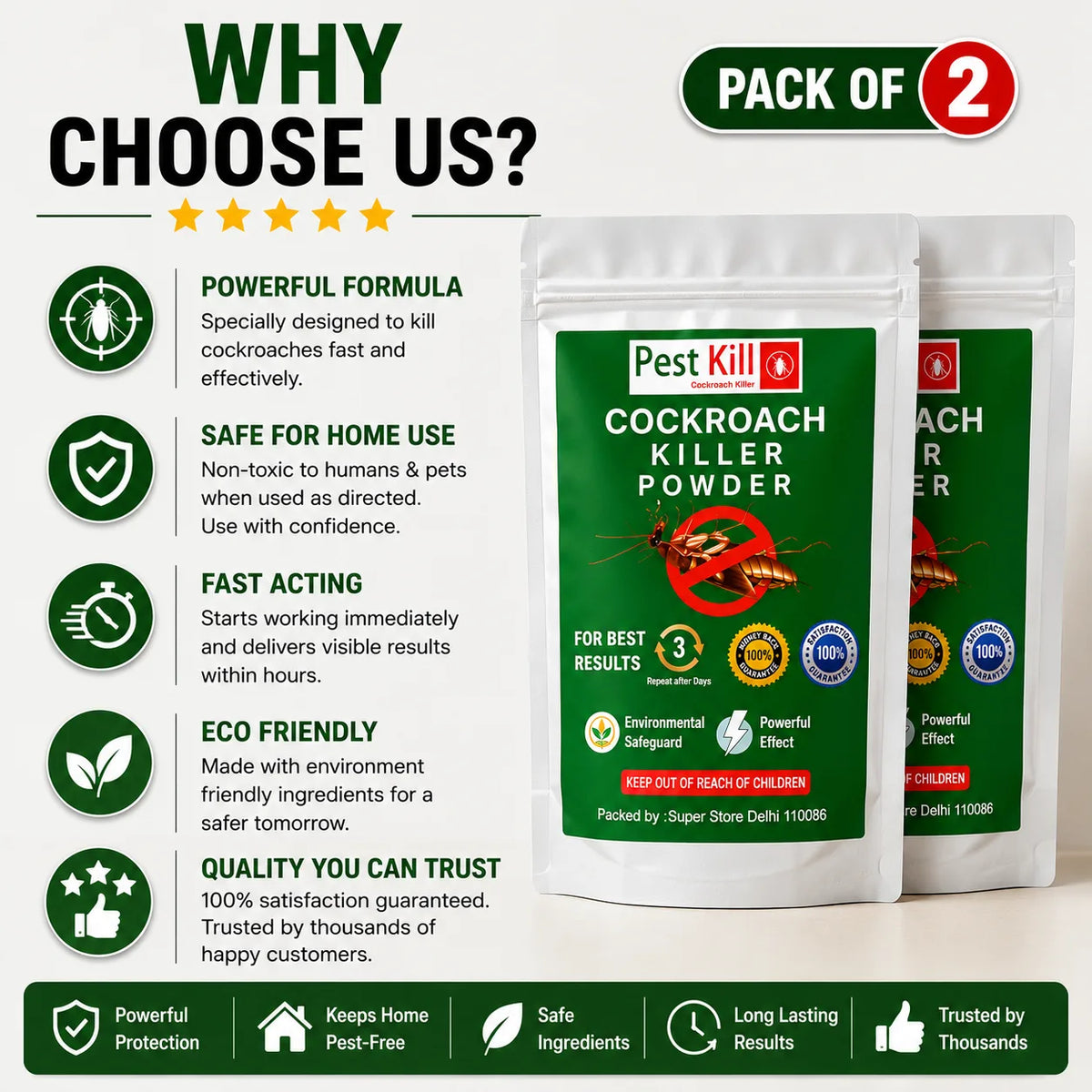 (Pack of 2) Cockroach Killer Powder Super Cockroach Powder – High-Efficiency Cockroach Killer for Home Pest Control