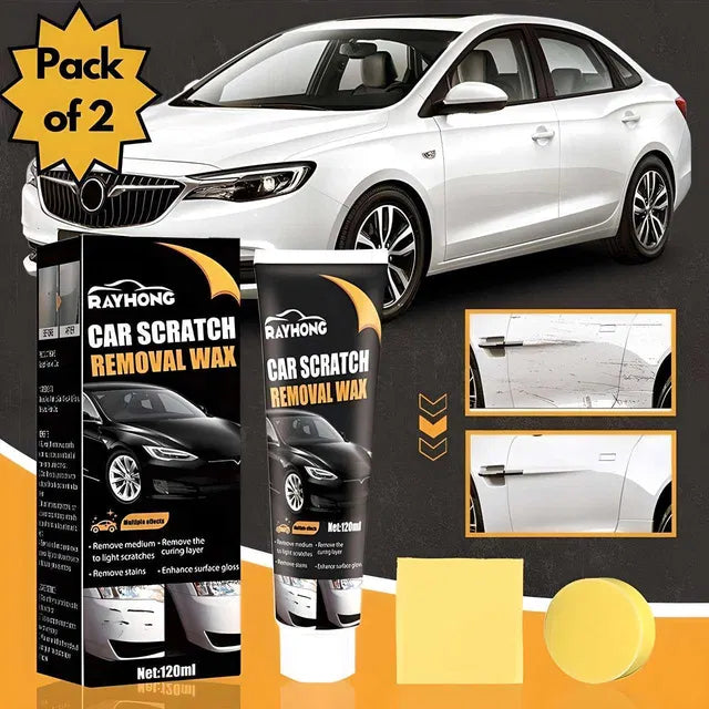 (Pack of 2) Car Scratch Removal Wax Rubbing Compound – Auto Paint Scratch Repair & Scuff Remover for Swirl Marks & Clear Coat Restoration
